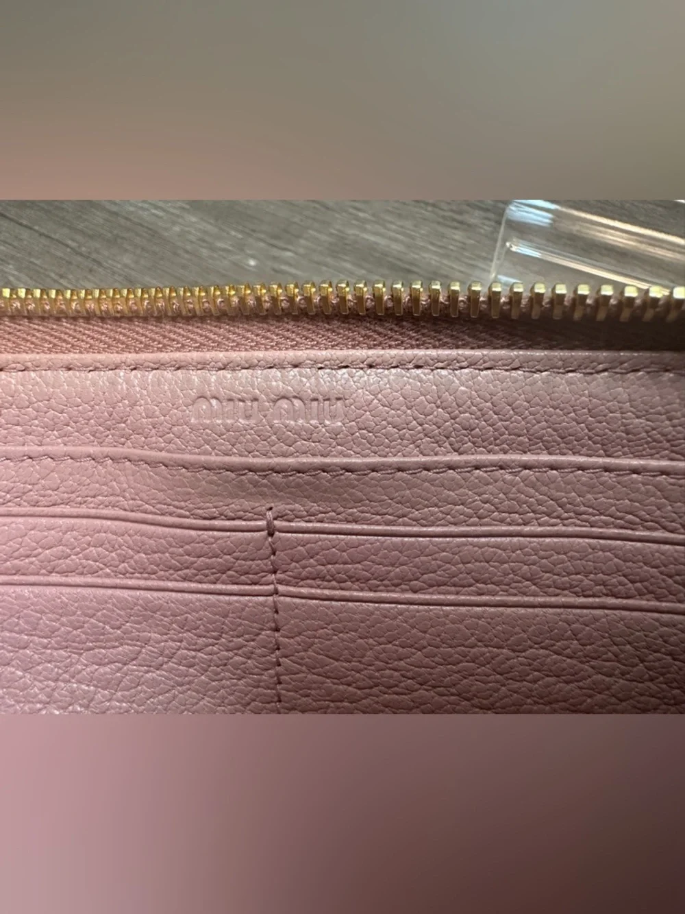 Miu Miu Studded Bow Crystal Embellished L-Zip Wallet
